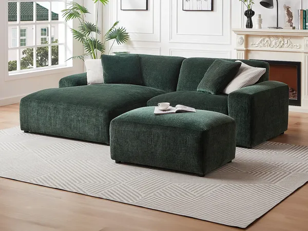 Vente-unique - TIRONO Sofa SamtStoff Grün - B 66 cm161 cm x H 46 cm80 cm x L 99 cm254 cm