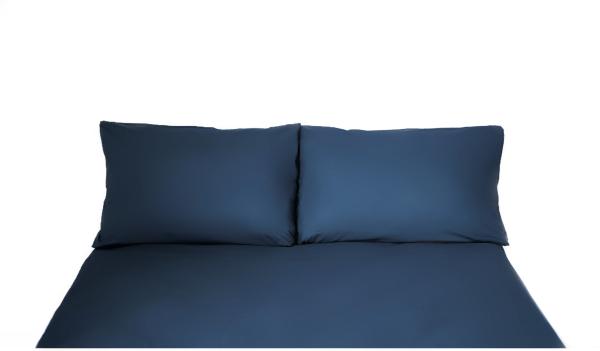 Einfarbige Bettwäschen-Sets für Einzel- und Doppelbetten, 100% Baumwolle Dunkelblau 200x220 cm