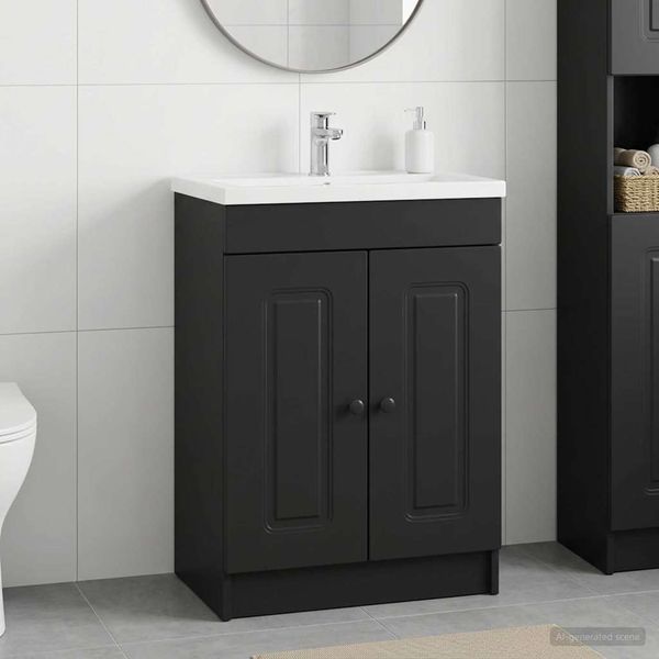 vidaXL Unter dem Waschbecken Badschrank Schwarz 78,5 x 37,5 x 81 cm 890015