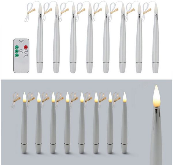 Online-Fuchs Christbaumkerzen 8 schwebende LED Weihnachtskerzen - Flying Candles mit Fernbedienung, In den Farben Silber, Champagner, Taubenblau, Grün und Rot