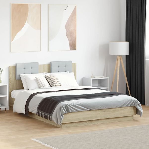 vidaXL Bettgestell mit Kopfteil Sonoma-Eiche 120x190 cm Holzwerkstoff 3209963