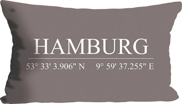 queence Dekokissen Hamburg, Kissenhülle,Hamburg Schriftzug,Koordinaten,Stadtmotiv,Urban,Maritim