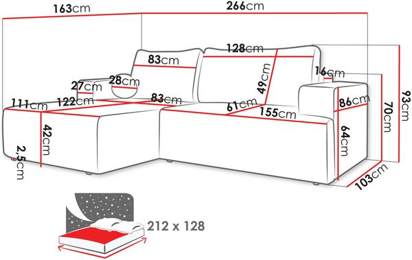 Ecksofa Mivo Cord (Farbe: Poso 06, Seite: Rechts) Bild 5