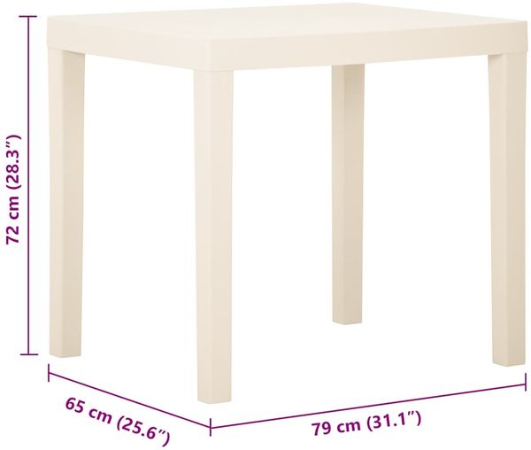 Gartentisch, Balkontisch, Beistelltisch Weiß 79 x 65 x 72 cm Kunststoff Bild 5