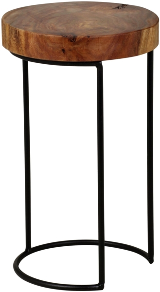 Beistelltisch Akola Sheesham Massivholz Metallbeine Landhaus Baumstammform Natur