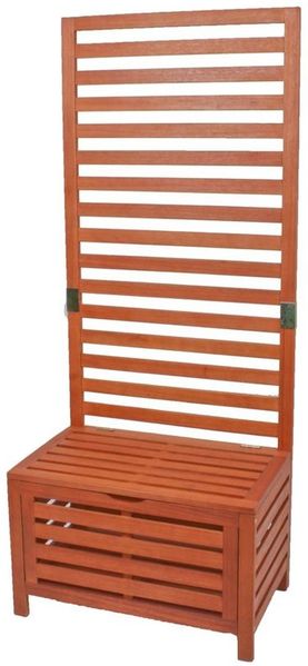 Balkon-Sichtschutz TAMAS mit Stauraum - Eukalyptus Natur 180x76x45cm | Sichtschutz Bank mit Truhe
