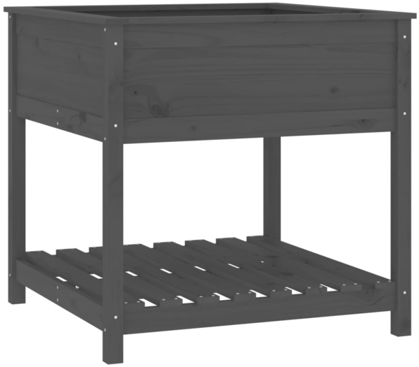 vidaXL Pflanzkübel mit Ablage Grau 82,5x82,5x81 cm Massivholz Kiefer 823796