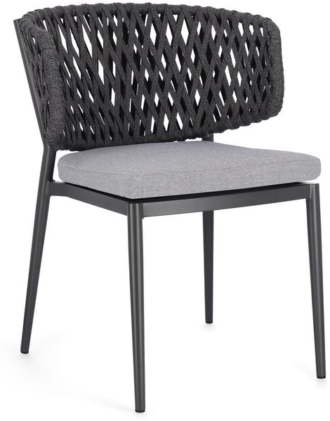 Gartenstuhl Noella aus Aluminium, modern und stapelbar, anthrazit, inkl. Outdoor-Kissen