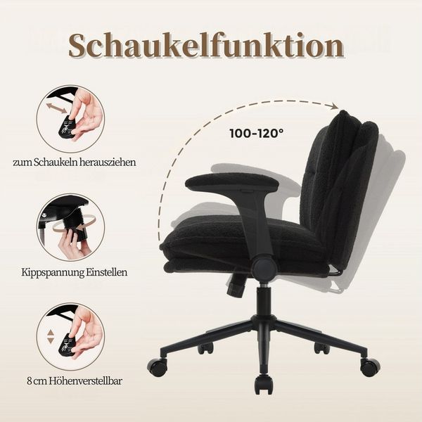 IWMH Bürostuhl Schreibtischstuhl mit klappbare Armlehnen, (Höhenverstellbar Drehstuhl mit Rollen), Stoff Stuhl für Büro Schlafzimmer Wohnzimmer Schminktisch