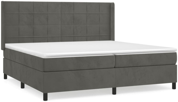 vidaXL Boxspringbett mit Matratze Dunkelgrau 200x200 cm Samt, Härtegrad: H2 [3132700]