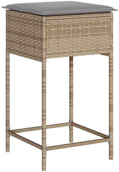 vidaXL Garten-Barhocker mit Kissen 2 Stk. Beige Poly Rattan 368320 Bild 4