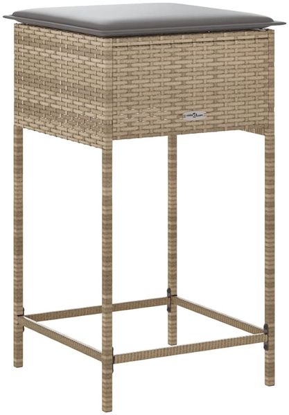 vidaXL Garten-Barhocker mit Kissen 2 Stk. Beige Poly Rattan 368320 Bild 7