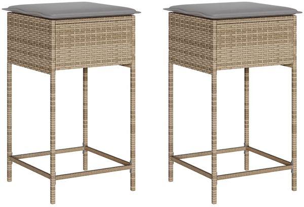 vidaXL Garten-Barhocker mit Kissen 2 Stk. Beige Poly Rattan 368320 Bild 2