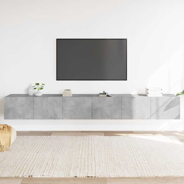 3-tlg. TV-Schrank, Lowboard TV Betongrau Holzwerkstoff