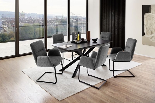 Esstisch Bonanza - ausziehbar - Keramik, Anthrazit