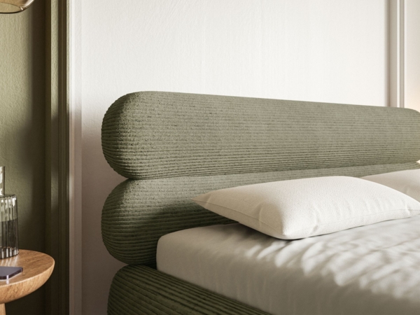 Selsey 'Roule Cord' Polsterbett 160x200 mit Cordstoff und goldfarbenen Füßen, Olivgrün Bild 7