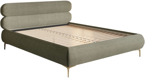 Selsey 'Roule Cord' Polsterbett 160x200 mit Cordstoff und goldfarbenen Füßen, Olivgrün Bild 4