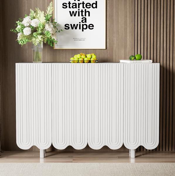 Sideboard 120x37,5x80,8 cm - Exklusives Design mit tropfenförmigen Schnitzereien