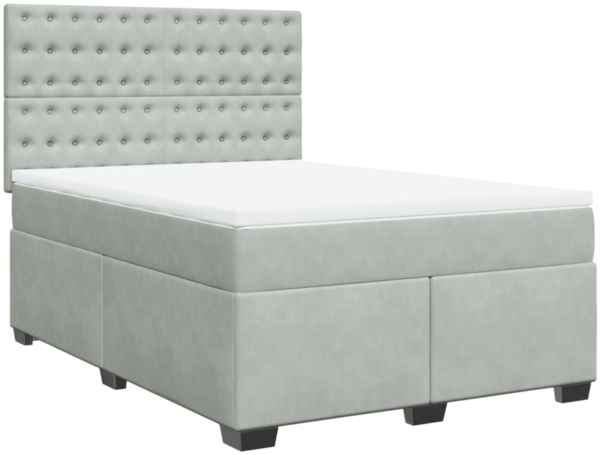 vidaXL Boxspringbett mit Matratze Hellgrau 160x200 cm Samt 3290966