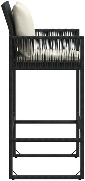 vidaXL Garten-Barhocker mit Kissen 2 Stk. Schwarz Poly Rattan 368705 Bild 6