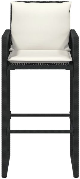 vidaXL Garten-Barhocker mit Kissen 2 Stk. Schwarz Poly Rattan 368705 Bild 5