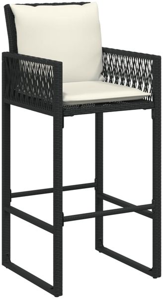 vidaXL Garten-Barhocker mit Kissen 2 Stk. Schwarz Poly Rattan 368705 Bild 4