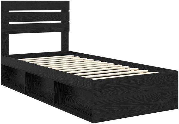 vidaXL Bettrahmen Schwarz 90 x 200 cm Massives Kiefernholz 3411456 Bild 4