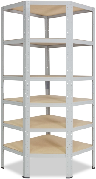 shelfplaza OFFICE 200x80x50 cm Eckregal in lichtgrau mit 6 Böden und 145 kg Traglast pro Boden
