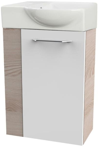 Fackelmann SBC B.CLEVER Gäste WC Set 2-teilig 45 cm, Braun hell/Weiß, rechts, Keramik Hahnloch links