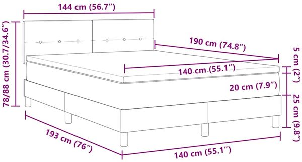vidaXL Boxspringbett mit Kopfteil Dunkelblau 140 x 190 cm Samt 3339174 Bild 12