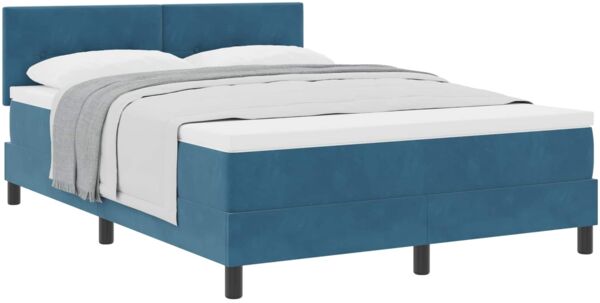 vidaXL Boxspringbett mit Kopfteil Dunkelblau 140 x 190 cm Samt 3339174 Bild 2