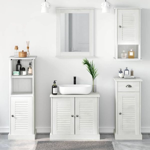 vidaXL Badezimmermöbel-Set VIGO 5 pcs Antik Weiß Massives Kiefernholz 3328548