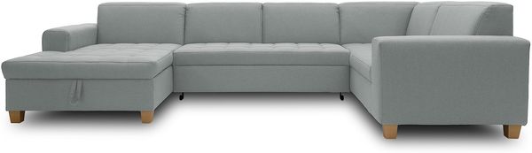 DOMO. collection Sugar Wohnlandschaft, Sofa, Couch, Polstergarnitur, Moderne U-Form, Mint, 162 x 333 x 199 cm