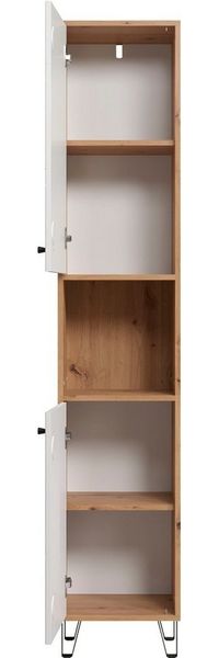Places of Style Hochschrank Tarragona (1-St) Breite 36 cm, 2 Türen, Retro Metallfüße, matt, braune Holzoptik / weiß Bild 2