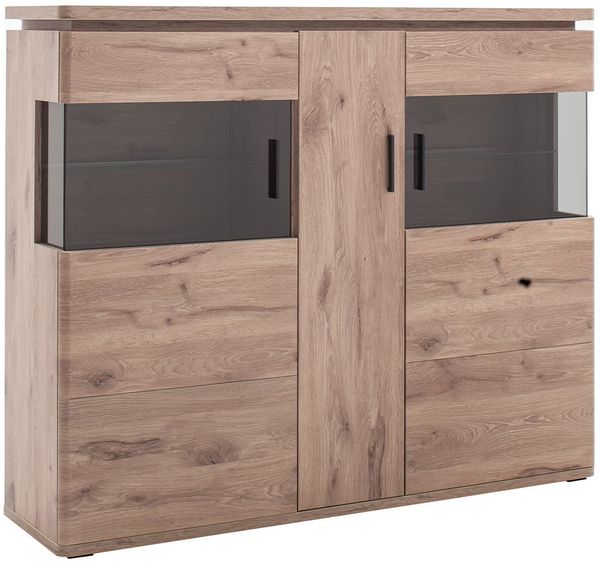 Highboard Modesto / Modena, Holzwerkstoff, Holzfarben, 150 x 124 x 38 cm