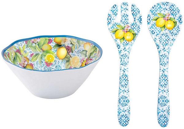 EasyLife Salatschüssel Ischia, Melamin, Spülmaschinengeeignet, Mehrfarbig, Zitronen, H: 12cm