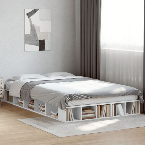 vidaXL Bettgestell Weiß 135x190 cm Holzwerkstoff 3280496