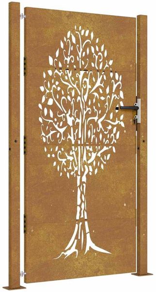 vidaXL Gartentor 100x200 cm Cortenstahl Baumdesign 153219 Bild 2