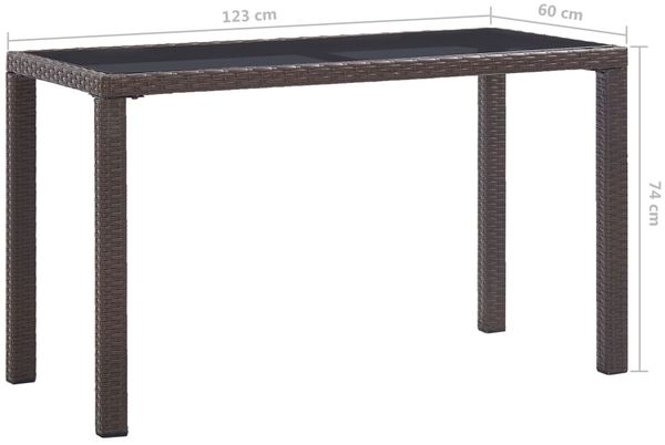 Gartentisch, Balkontisch, Küchentisch Braun 123 x 60 x 74 cm Poly Rattan Bild 5