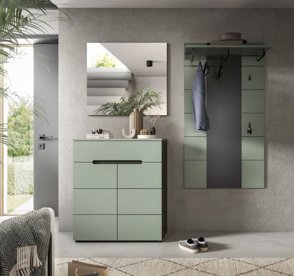 Home affaire Garderoben-Set REHAT, TOPSELLER!, 3-teilig, Breite 175 cm, individuell erweiterbar, (Set, 3-St, bestehend aus: Kommode, Spiegel und Garderobenpaneel), Garderobenkombination, Kombination, Set, Flurgarderobe, Diele