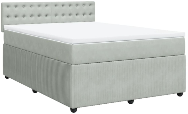 vidaXL Boxspringbett mit Matratze Hellgrau 160x200 cm Samt 3287794