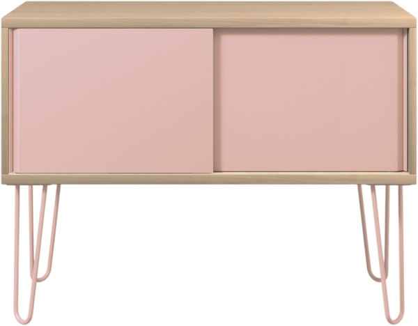 Bisley MultiRange Sideboard in Eiche-Pink - Büroschrank mit Schiebetüren 100cm breit, Retro-Design Kommode aus Holz & Metall, Schrank für Ordner, Bücher & Büro-Material, MS1007H-018-620