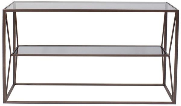 Konsole Laspiri aus Metall und Glas, modern, dunkelbronze, 120 cm, mit Sicherheitsglas