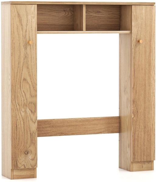 Toilettenschrank mit 2 Offenen Fächern & 4 Verstellbaren Regalen Bad Überbauschrank Natur