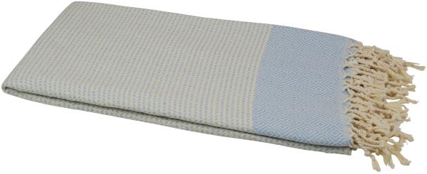 Hamamtuch Baumwolle naturbeige, Rand: hellblau 90x175 cm "Ada"