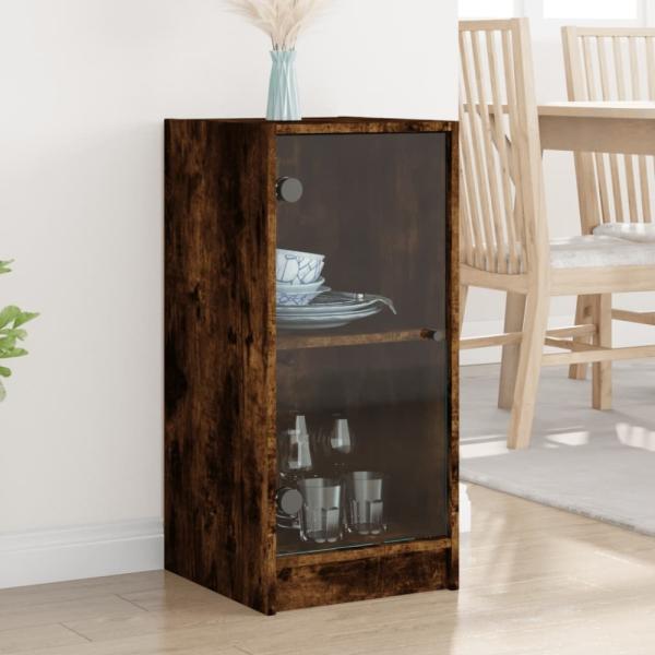 vidaXL Beistellschrank mit Glastüren Räuchereiche 35x37x75,5 cm 836403