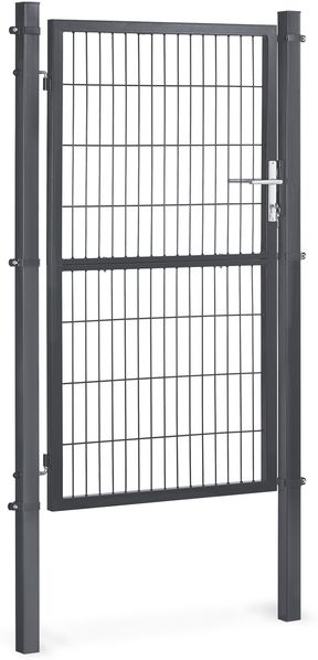 SONGMICS Gartentor, Gartentür, verzinkter Stahl, Zauntor, Hoftor, abschließbar, rechteckiges Rohr, Tür 106 x 210 cm (B x H), grau