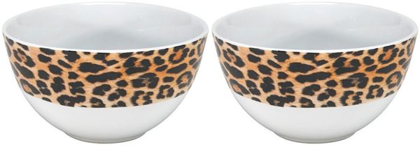 HIT Trading Müslischale LEO, Weiß, Braun, Schwarz, Ø 14 cm, Porzellan, (Set, 2-tlg), spülmaschinengeeignet