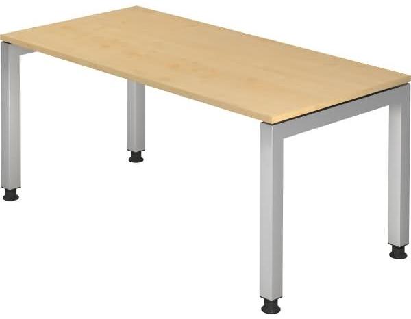 Schreibtisch JS16 U-Fuß / 4-Fuß eckig 160x80cm Ahorn Gestellfarbe: Silber