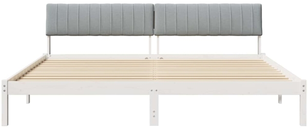 vidaXL Bettgestell Weiß und Hellgrau 200 x 200 cm Massivholz Kiefer 3394352 Bild 4